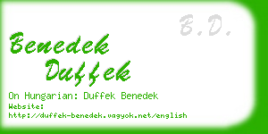 benedek duffek business card